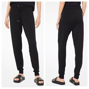 MICHAEL KORS Stretch-Viscose Joggers black gold size small